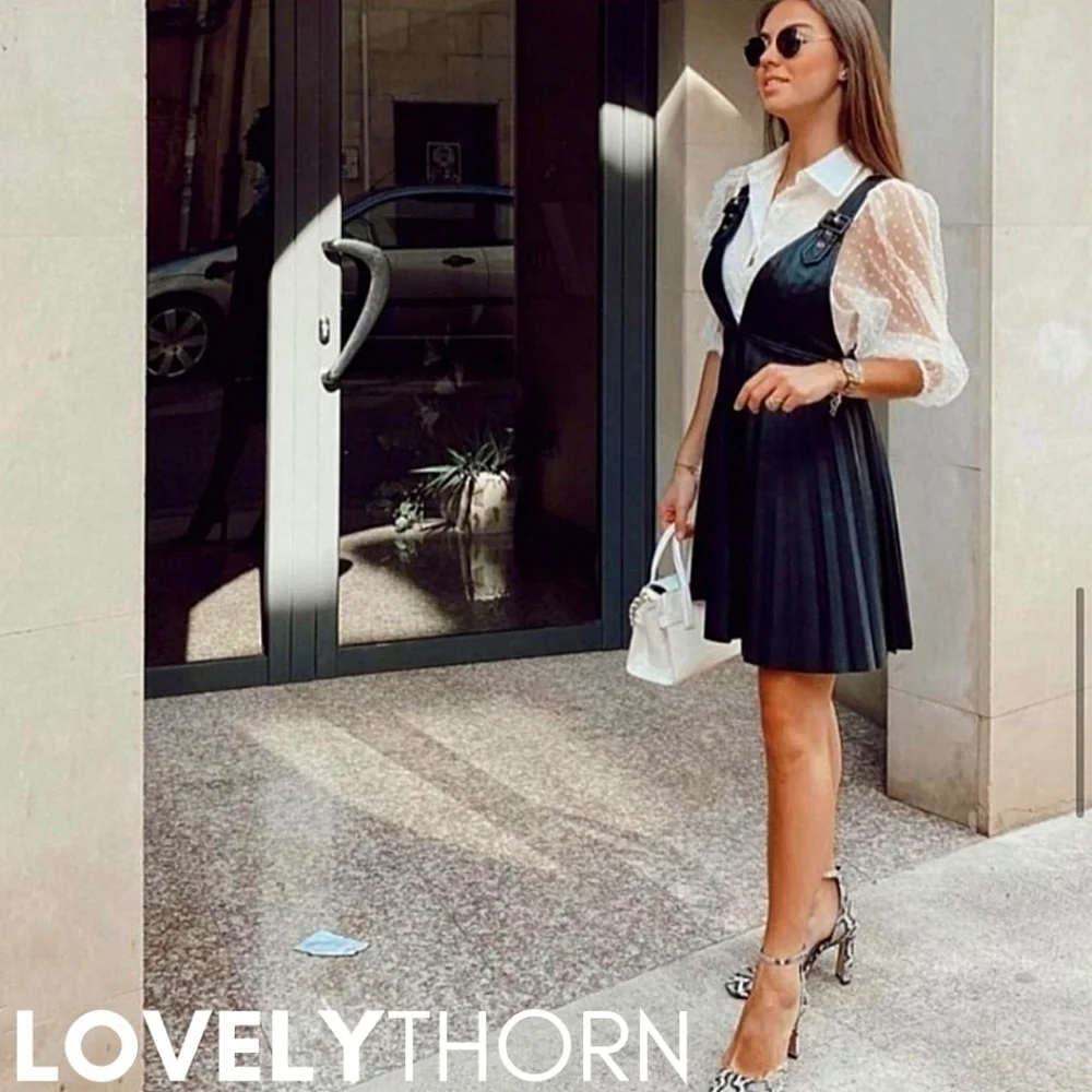 ZARA // ltd ed fashion blogger favorite pleated faux leather pinafore dress